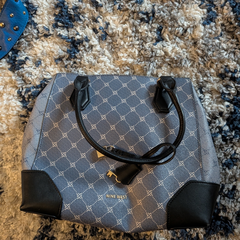 Nine West Blue and Black Patterned Satchel